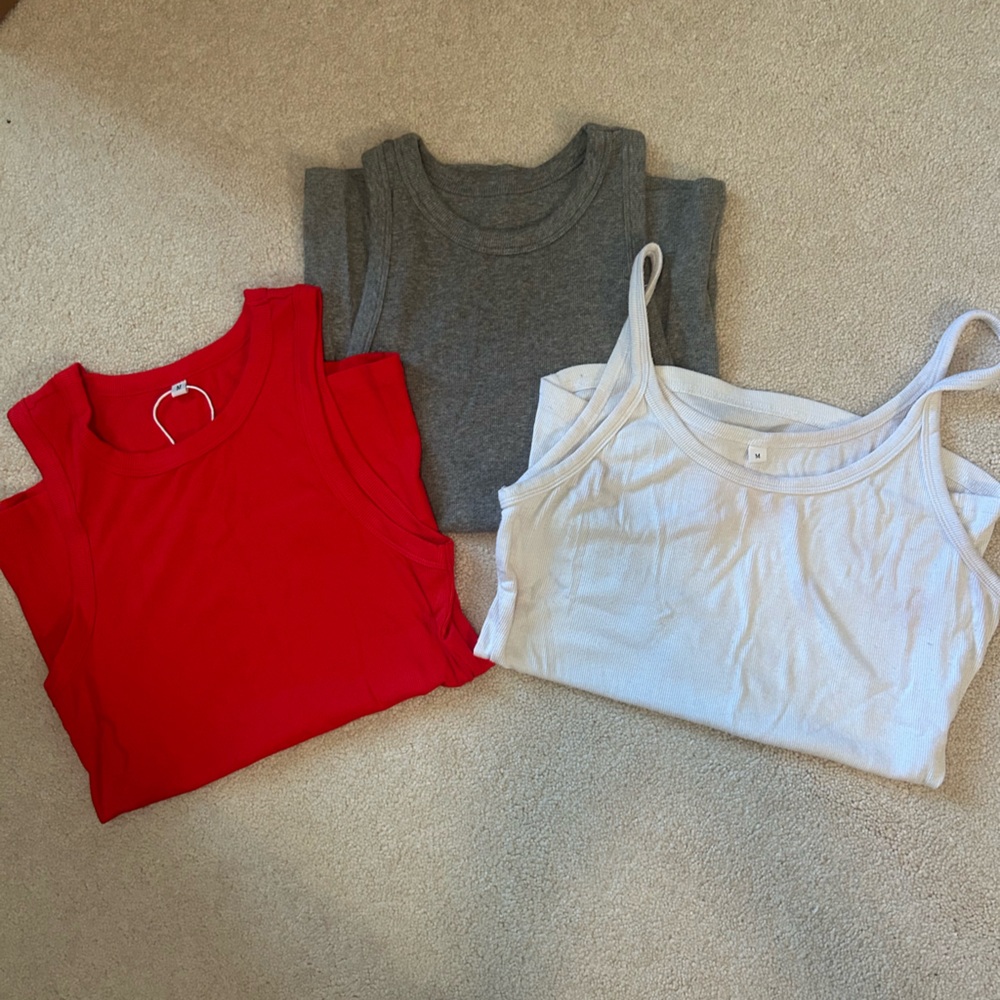 Pack of 3 tank tops red, grey, white